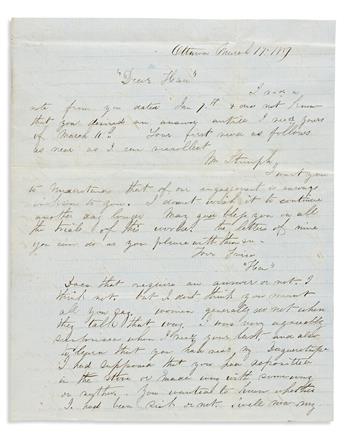 (ILLINOIS.) Letter describing a circular wolf hunt on the prairie, undertaken jointly by white settlers and American Indians.